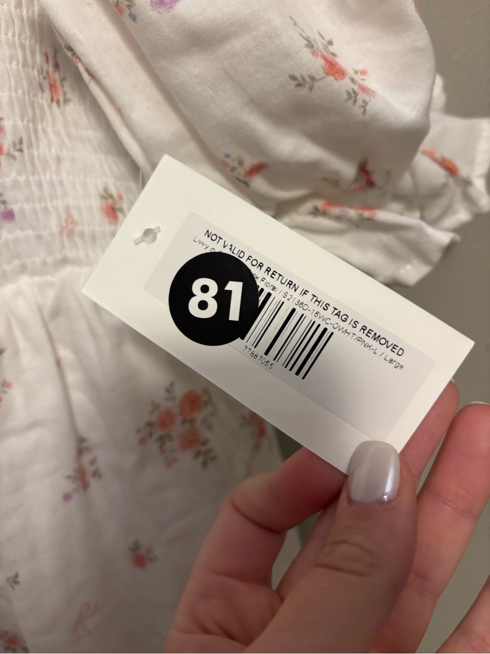 Livvy 100% Cotton Dress in Off White/Pink Floral (Fully Lined) -Bump Friendly L - Picture 8 of 11